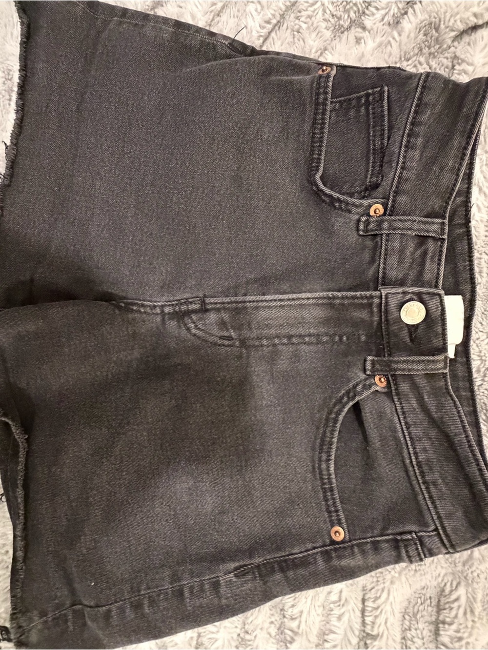 H&M Black Denim High-Rise Jean Shorts